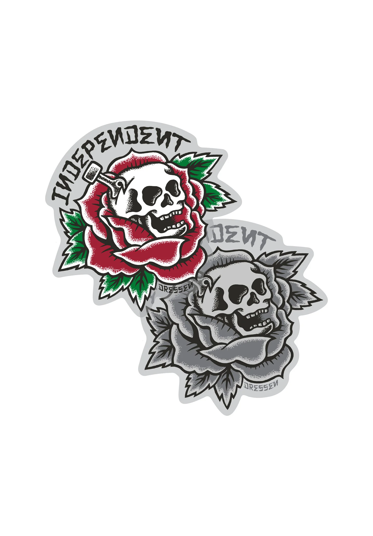 Dressen Skull Rose Mylar Sticker